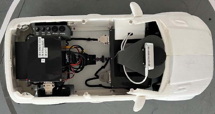 Top-down view of the electronics bay: Jetson Orin, EZRUN controller, wiring